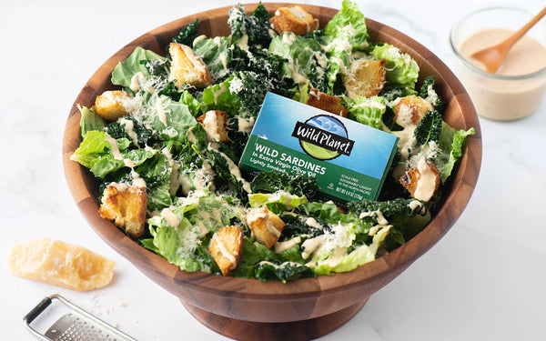 Sardine Caesar Salad with Croutons
