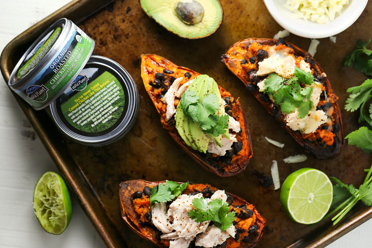 Chicken and Black Bean Stuffed Sweet Potatoes