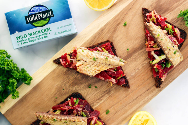 Mackerel and Beet-Apple Slaw CanapÃ©s