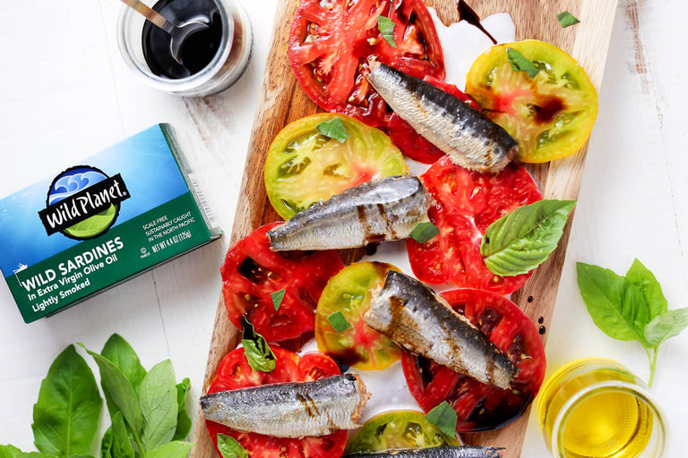 Sardine & Tomato Salad with Roasted Garlic Dressing