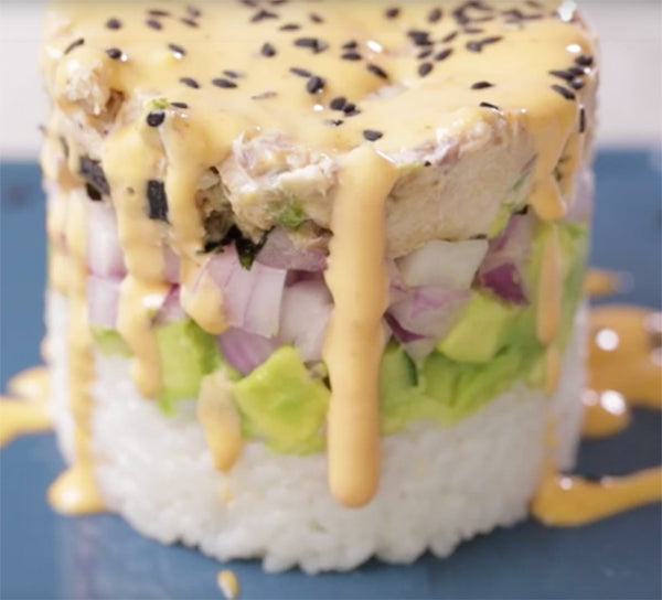 Spicy Salmon Sushi Stack