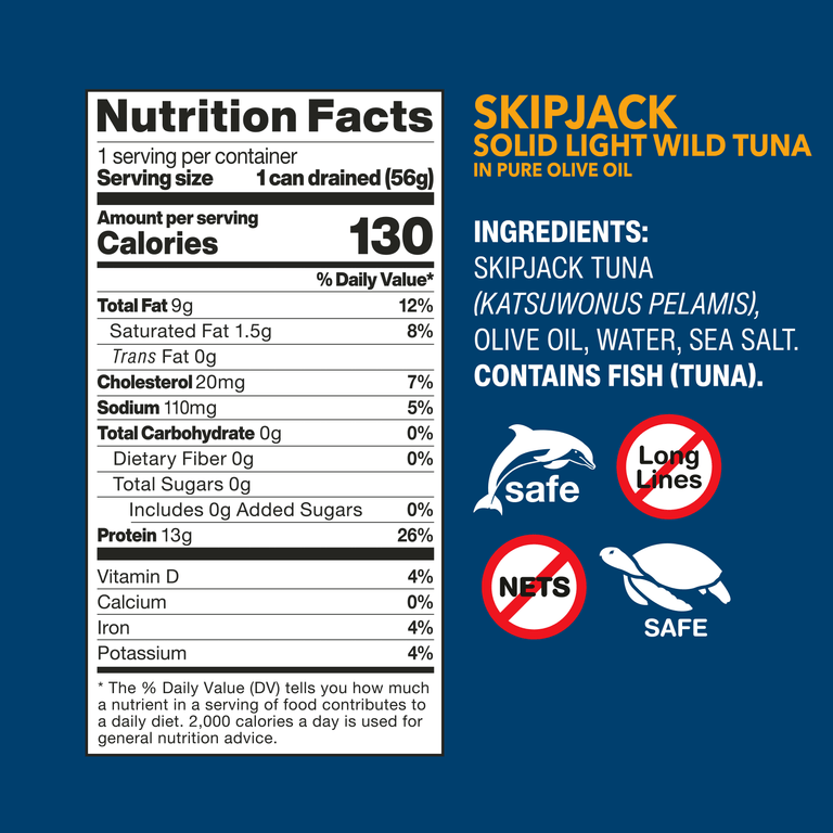Skipjack Solid Light Wild Tuna in Pure Olive Oil
