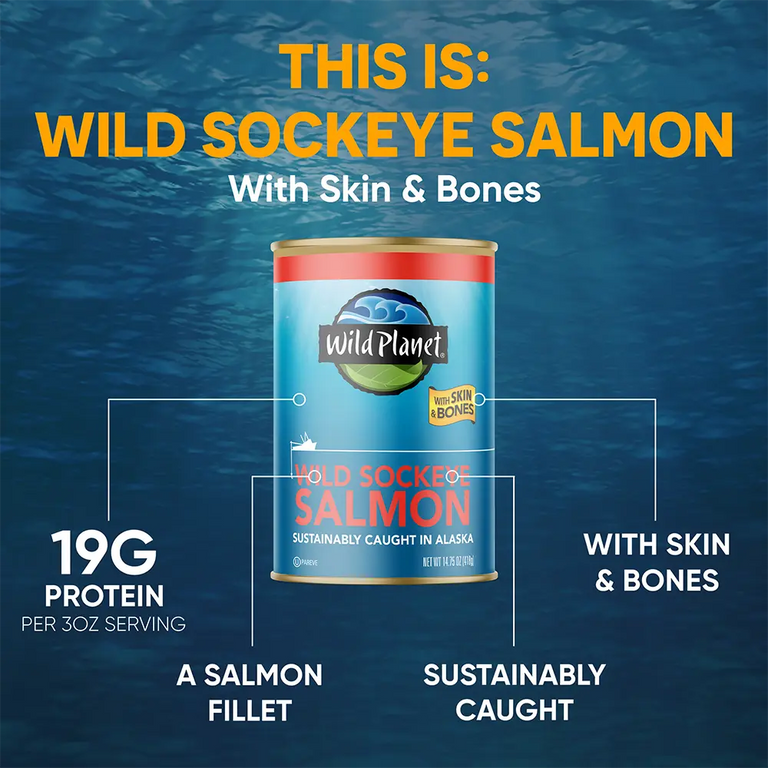 Wild Sockeye Salmon with Skin & Bones attributes