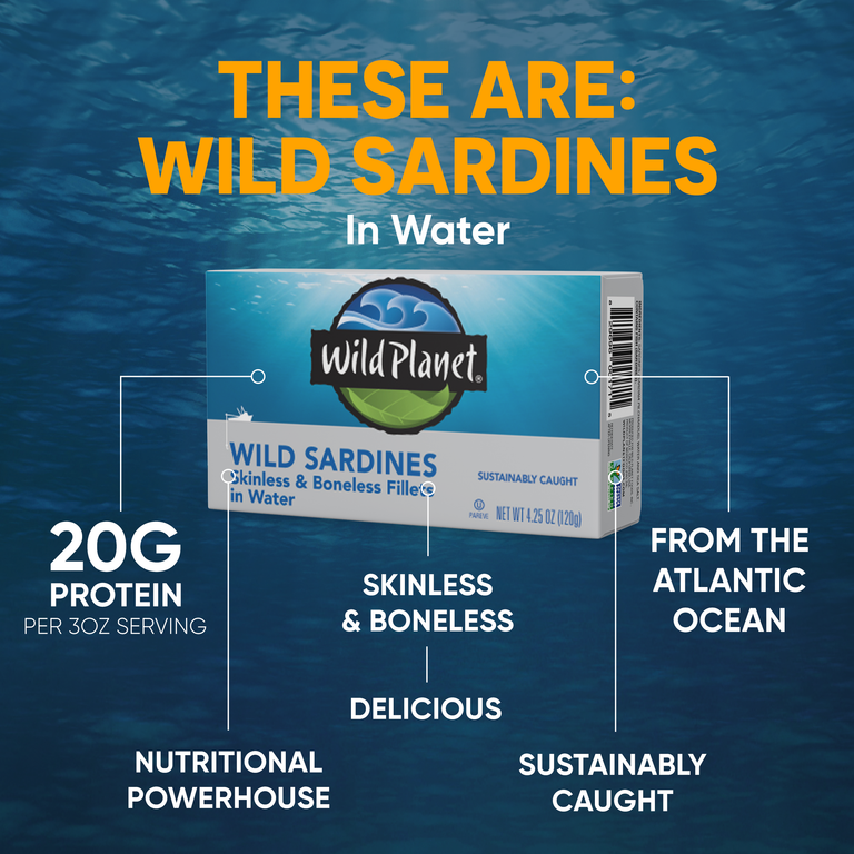 Wild Sardines Skinless & Boneless Fillets In Water