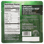 Wild Planet Organic Shredded Beef - back of pouch nutrition and UPC