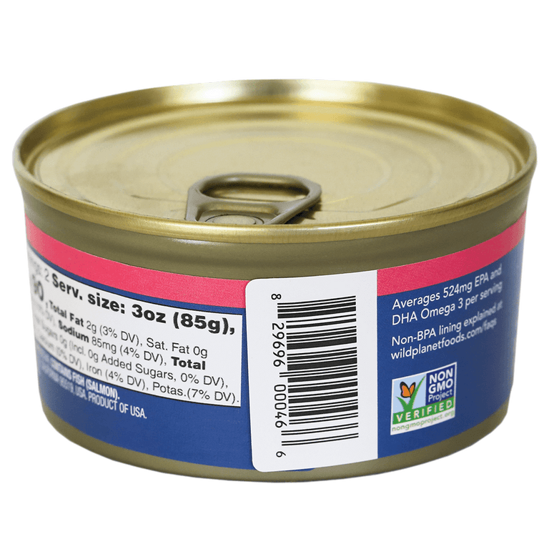 Wild Planet Wild Pink Salmon No Salt Added skinless and boneless 6oz can - UPC