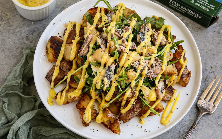 Photo of Crushed Potato, Roasted Garlic and Tinned Fish Salad