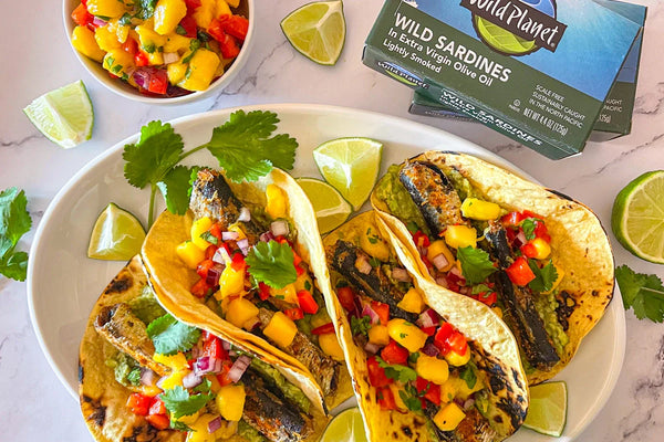 Blackened Sardine Tacos with Mango Salsa