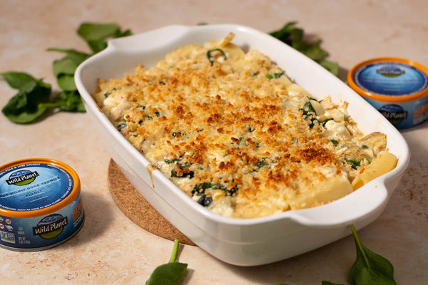 Spinach Artichoke Rigatoni with Tuna