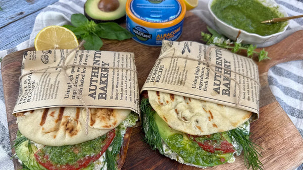 Pesto Avocado Tuna Flatbread Sandwich