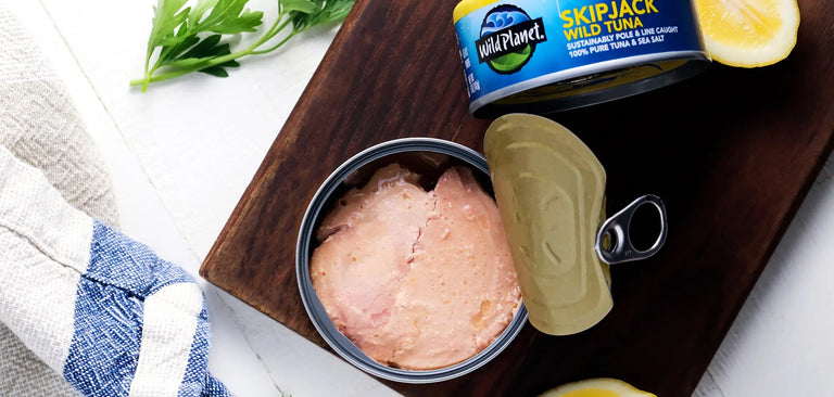 Open can of Wild Planet Skipjack Wild Tuna