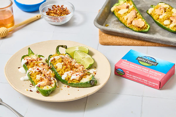 Stuffed Poblano Peppers with Salmon