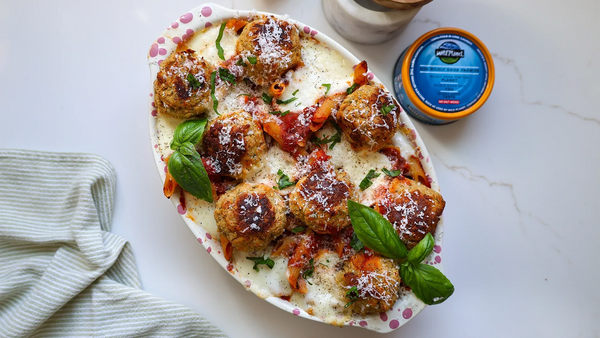 Tuna Meatball Baked Rigatoni