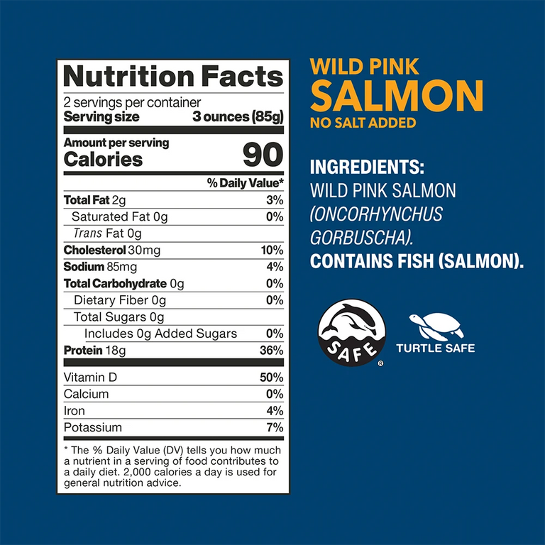 Wild Pink Salmon No Salt Added nutrition facts and ingredients
