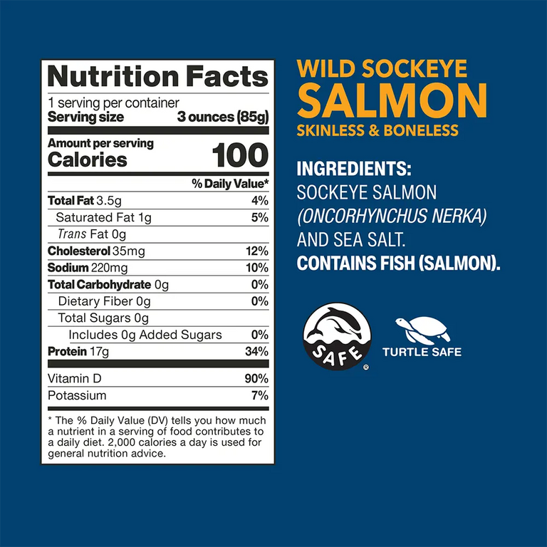 Wild Sockeye Salmon pouch nutrition facts and ingredients