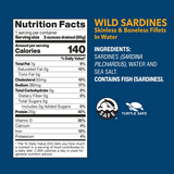 Wild Sardines Skinless & Boneless Fillets In Water nutrition facts and ingredients