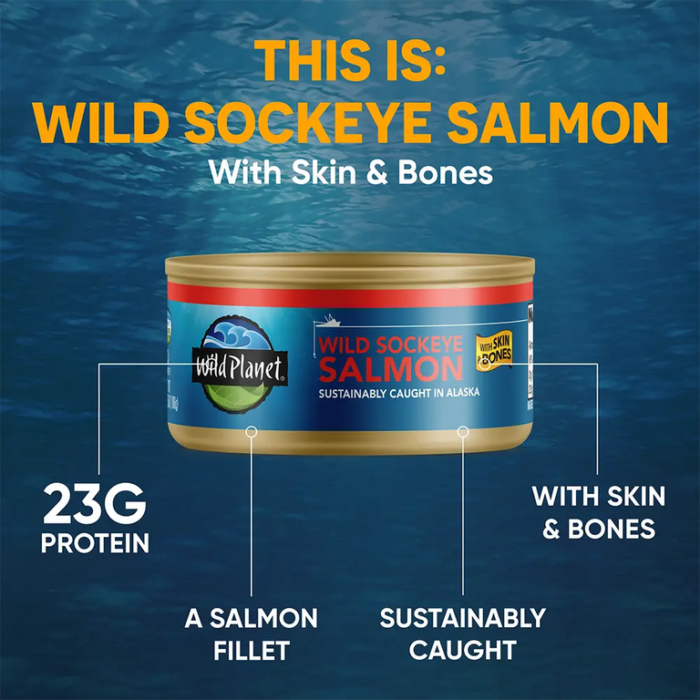 Wild Sockeye Salmon with Skin & Bones attributes