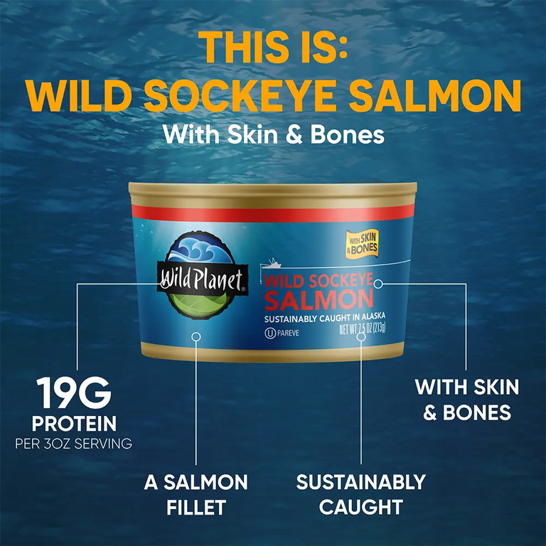 Wild Sockeye Salmon with Skin & Bones attributes