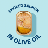 Open can of Wild Smoked Pink Salmon Fillets in Extra Virgin Olive Oil