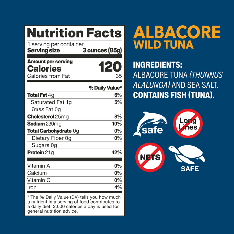 Albacore Wild Tuna pouch nutrition facts and ingredients