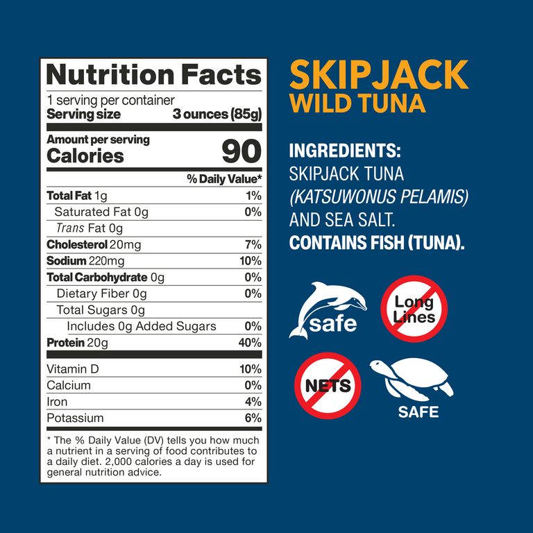 Skipjack Wild Tuna pouch nutrition facts and ingredients