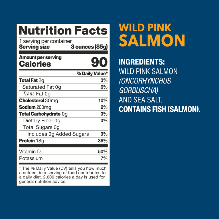 Wild Pink Salmon pouch nutrition facts and ingredients