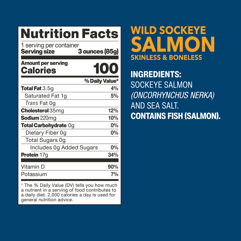 Wild Sockeye Salmon pouch nutrition facts and ingredients