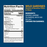 Wild Sardines Skinless & Boneless Fillets In Water nutrition facts and ingredients