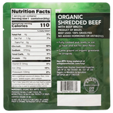 Wild Planet Organic Shredded Beef - back of pouch nutrition and UPC