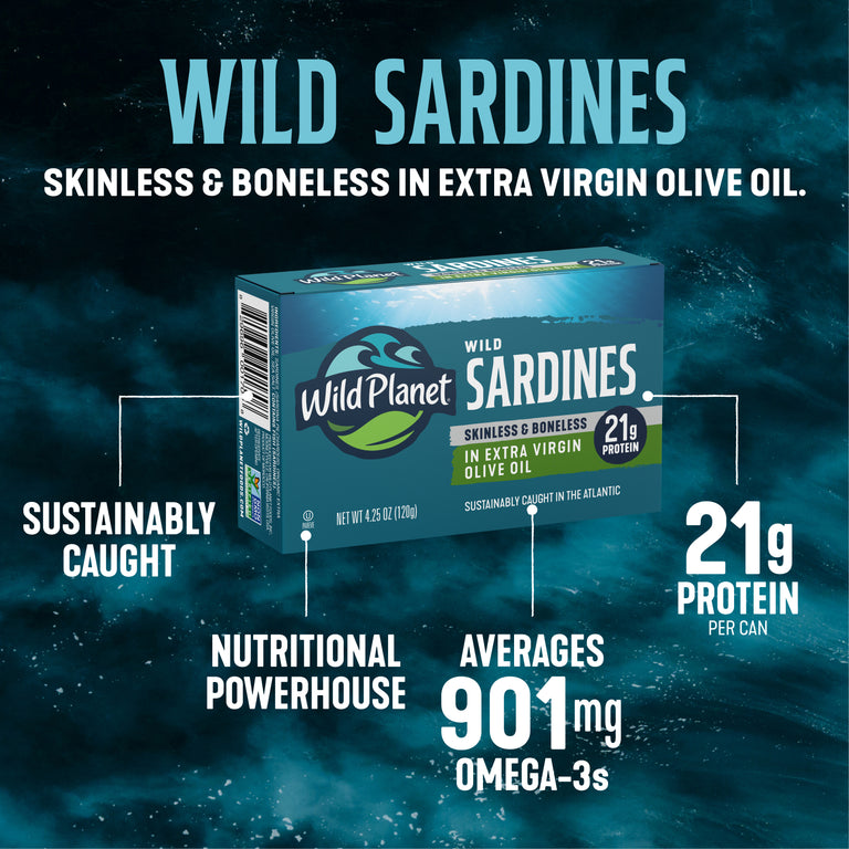 Wild Sardines Skinless & Boneless Fillets In Extra Virgin Olive Oil