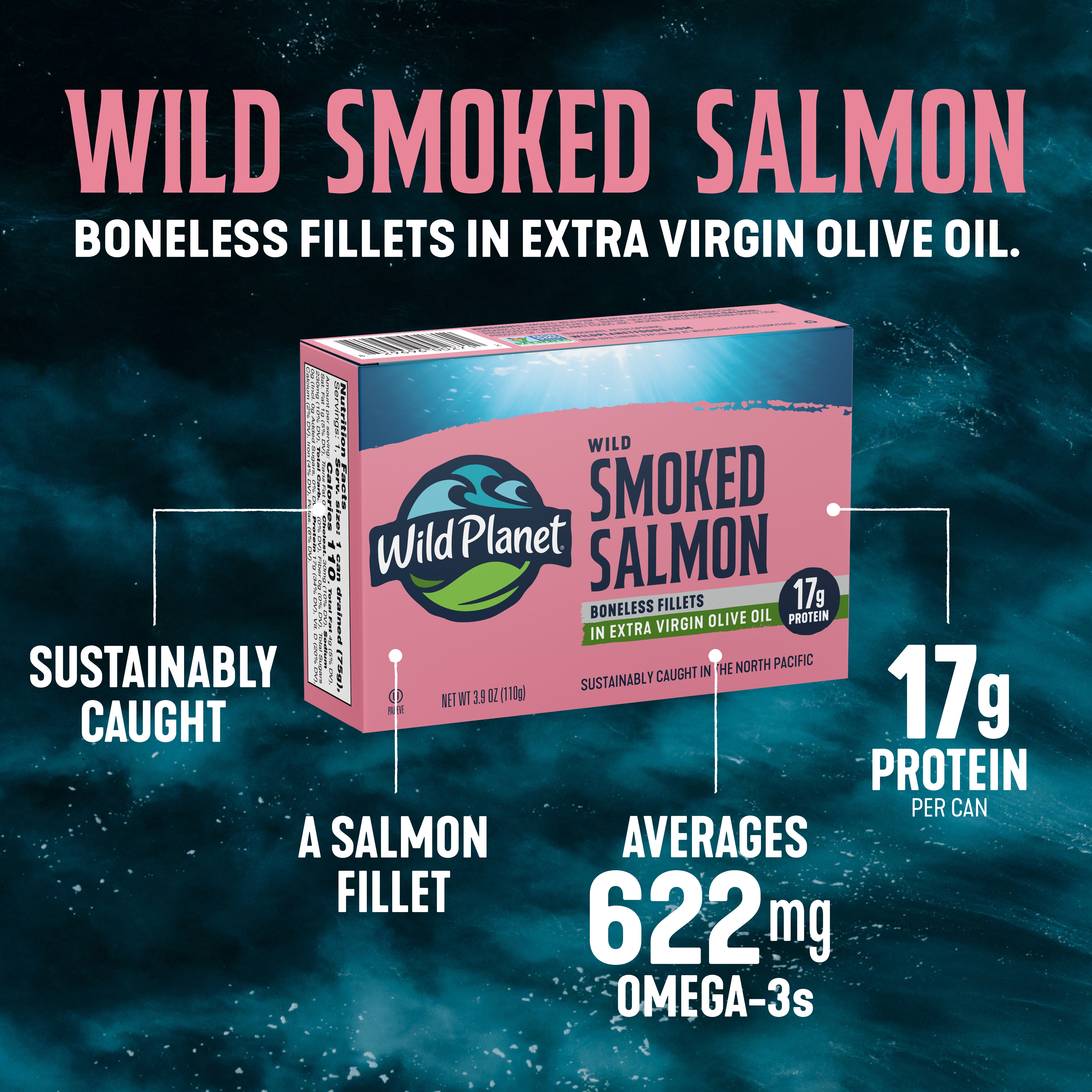 Canned Smoked Salmon in Olive Oil - Wild Planet Foods