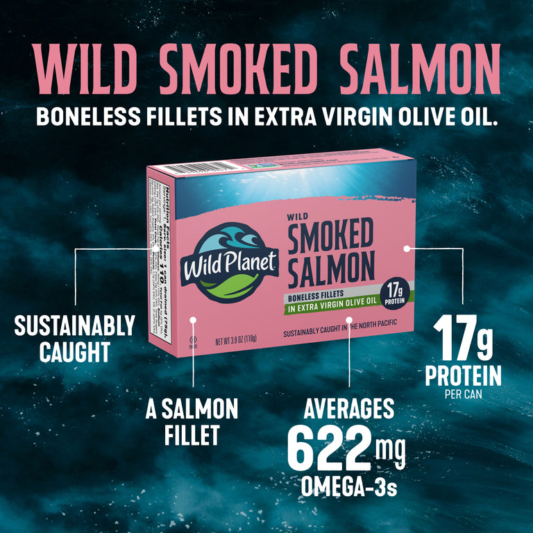 Wild Smoked Pink Salmon Fillets in Extra Virgin Olive Oil