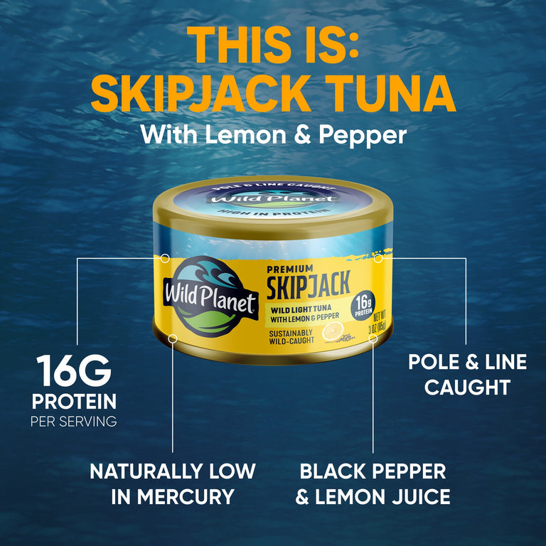 Premium Skipjack Wild Light Tuna with Lemon & Pepper