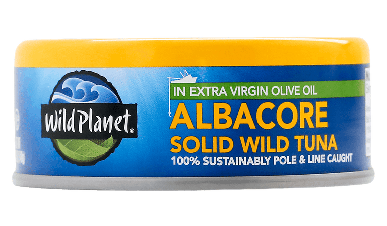 Albacore Solid Wild Tuna In Extra Virgin Olive Oil side of can 