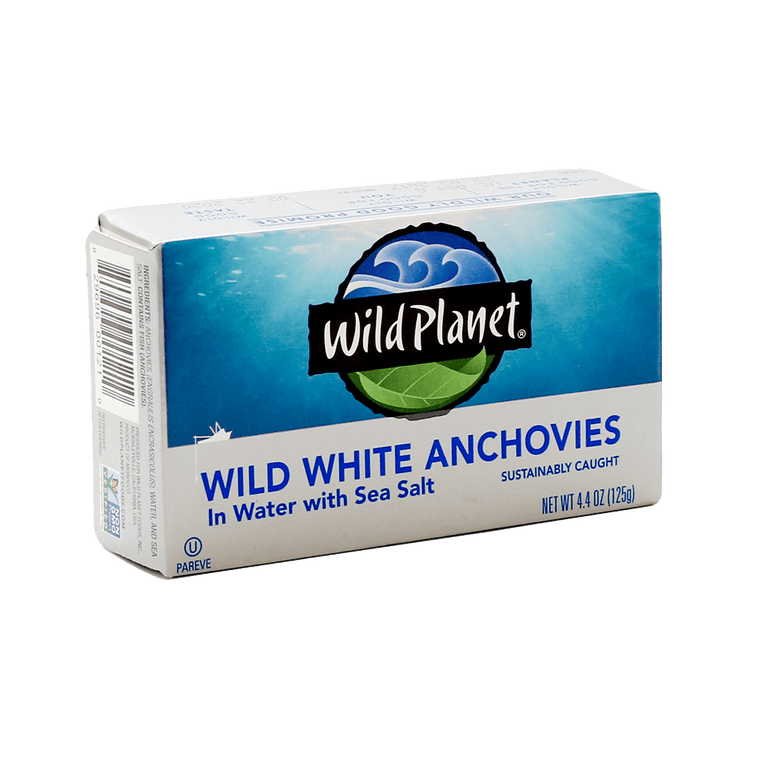 Package of Wild Planet WIld White Anchovies in Water with Sea Salt