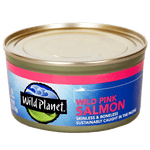 Wild Planet Wild Pink Salmon skinless and boneless 6oz can - angled view
