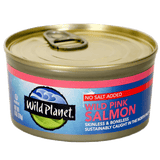 Wild Planet Wild Pink Salmon No Salt Added skinless and boneless 6oz can - angled view