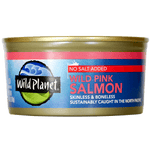 Wild Planet Wild Pink Salmon No Salt Added skinless and boneless 6oz can - front view