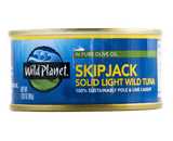 Skipjack Solid Light Wild Tuna in Pure Olive Oil, in Can. 100% Sustainably Pole and Line Caught, Front View